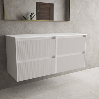 Scanalato Four Drawer Countertop Vanity Unit - Pure White 1200mm