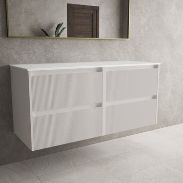 Scanalato Four Drawer Countertop Vanity Unit - Pure White 1200mm
