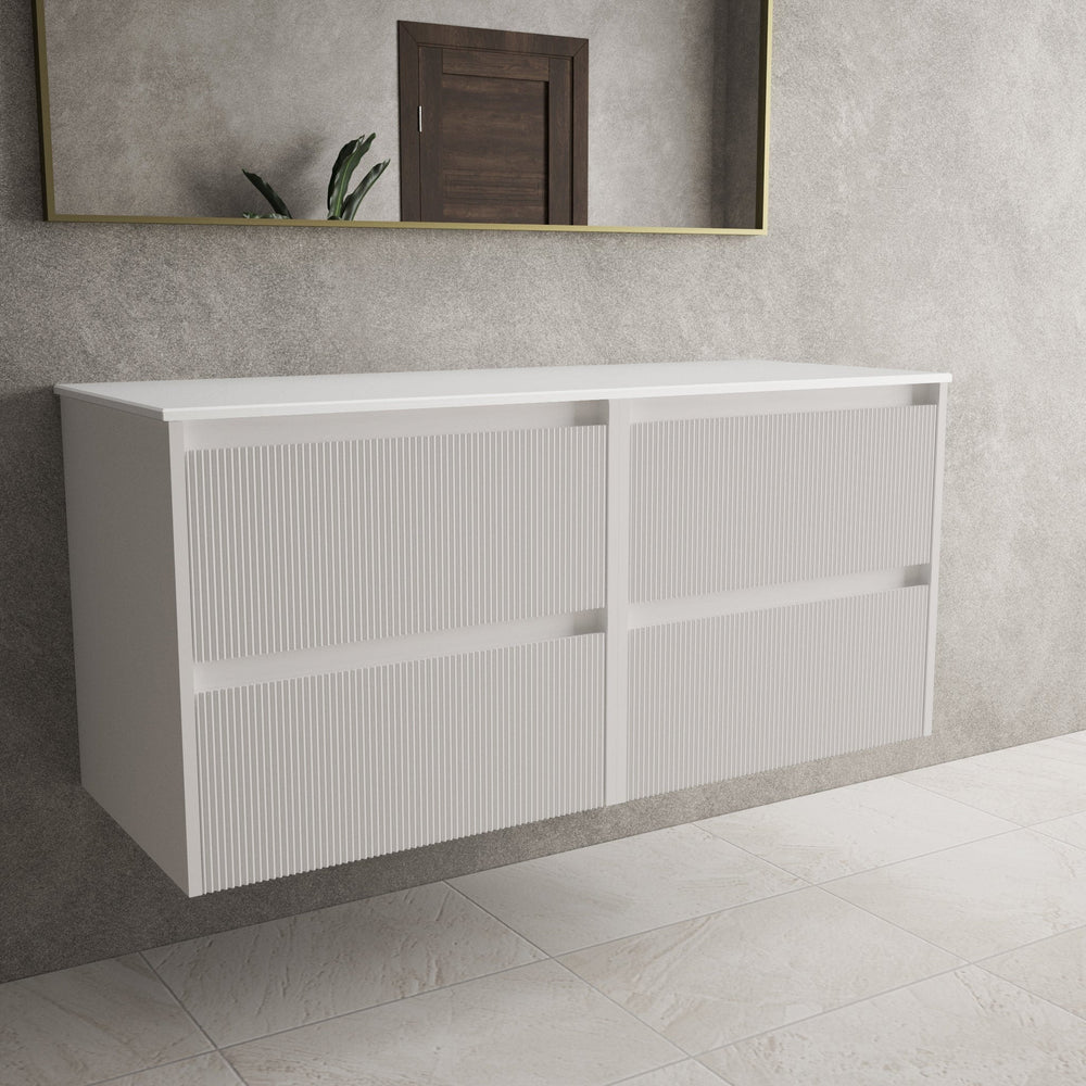 Scanalato Four Drawer Countertop Vanity Unit - Pure White 1200mm