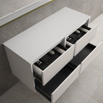 Scanalato Four Drawer Countertop Vanity Unit - Pure White 1200mm