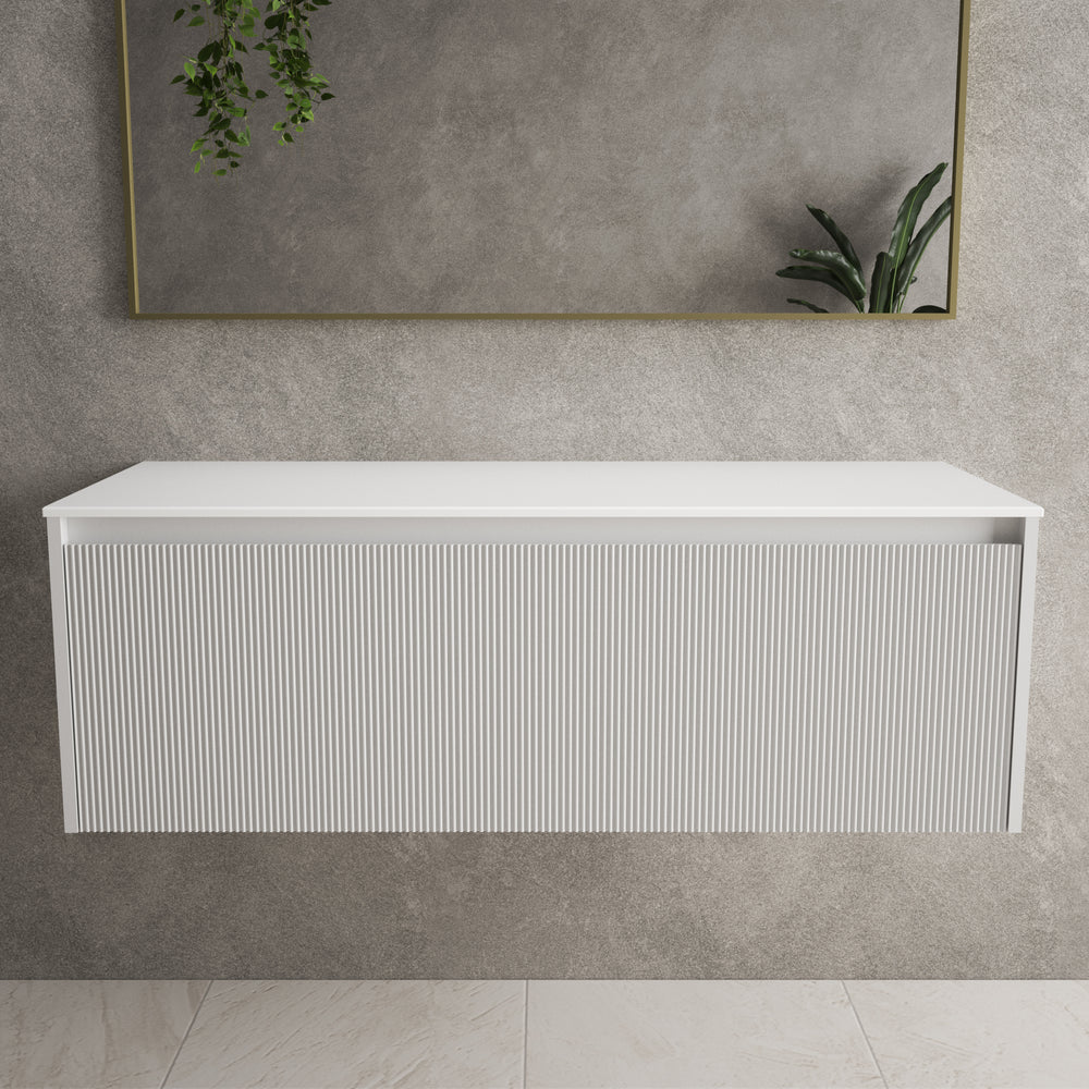 Scanalato Single Drawer Countertop Vanity Unit - Soft Grey 1200mm