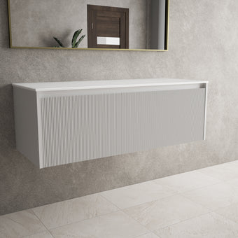 Scanalato Single Drawer Countertop Vanity Unit - Soft Grey 1200mm