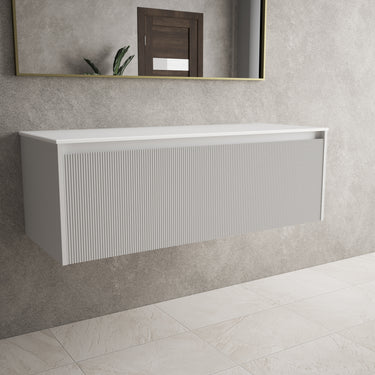 Scanalato Single Drawer Countertop Vanity Unit - Soft Grey 1200mm