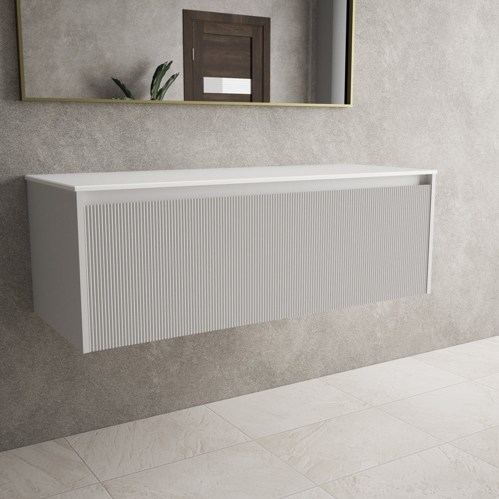 Scanalato Single Drawer Countertop Vanity Unit - Soft Grey 1200mm