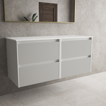 Scanalato Four Drawer Countertop Vanity Unit - Soft Grey 1200mm