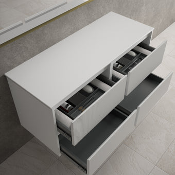 Scanalato Four Drawer Countertop Vanity Unit - Soft Grey 1200mm