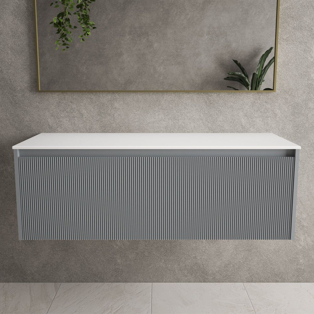 Scanalato Single Drawer Countertop Vanity Unit - Dove Grey 1200mm
