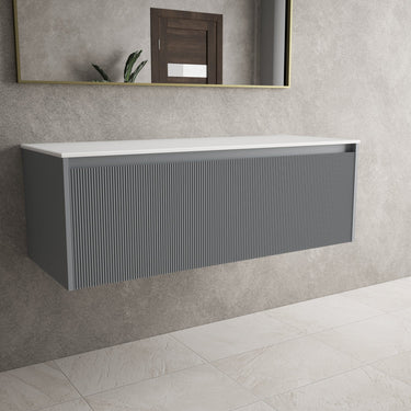 Scanalato Single Drawer Countertop Vanity Unit - Dove Grey 1200mm