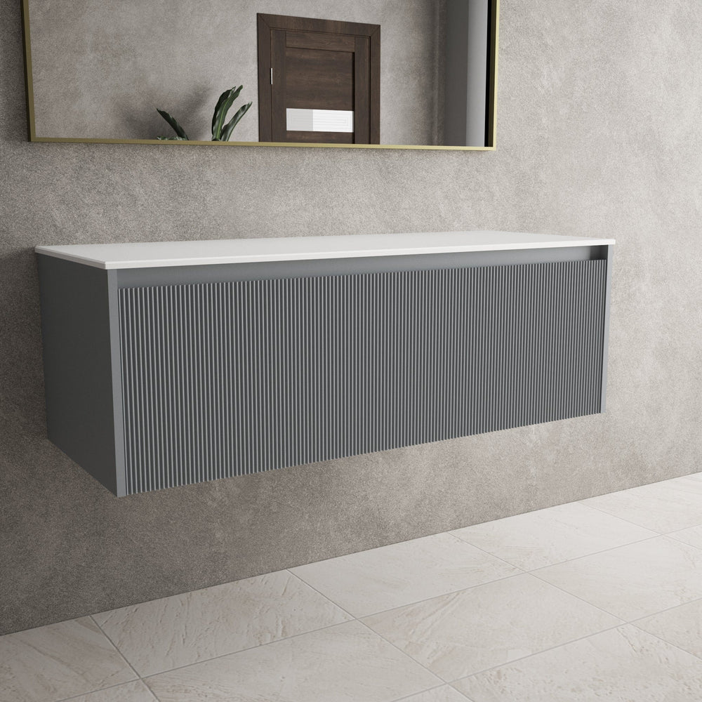 Scanalato Single Drawer Countertop Vanity Unit - Dove Grey 1200mm