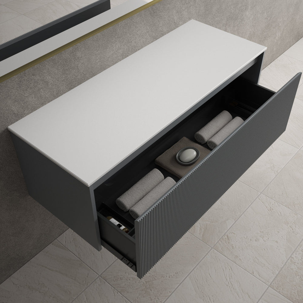 Scanalato Single Drawer Countertop Vanity Unit - Dove Grey 1200mm