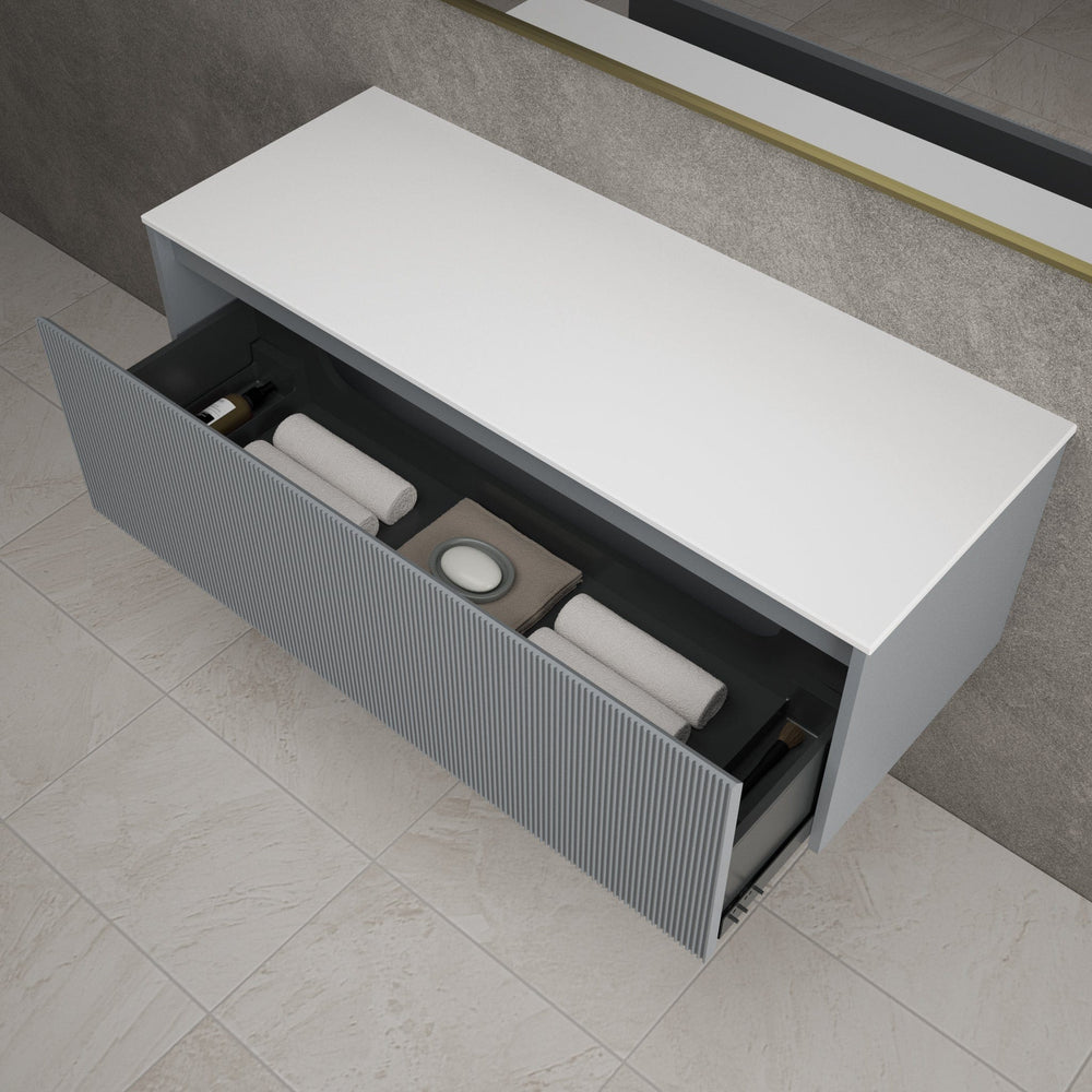 Scanalato Single Drawer Countertop Vanity Unit - Dove Grey 1200mm