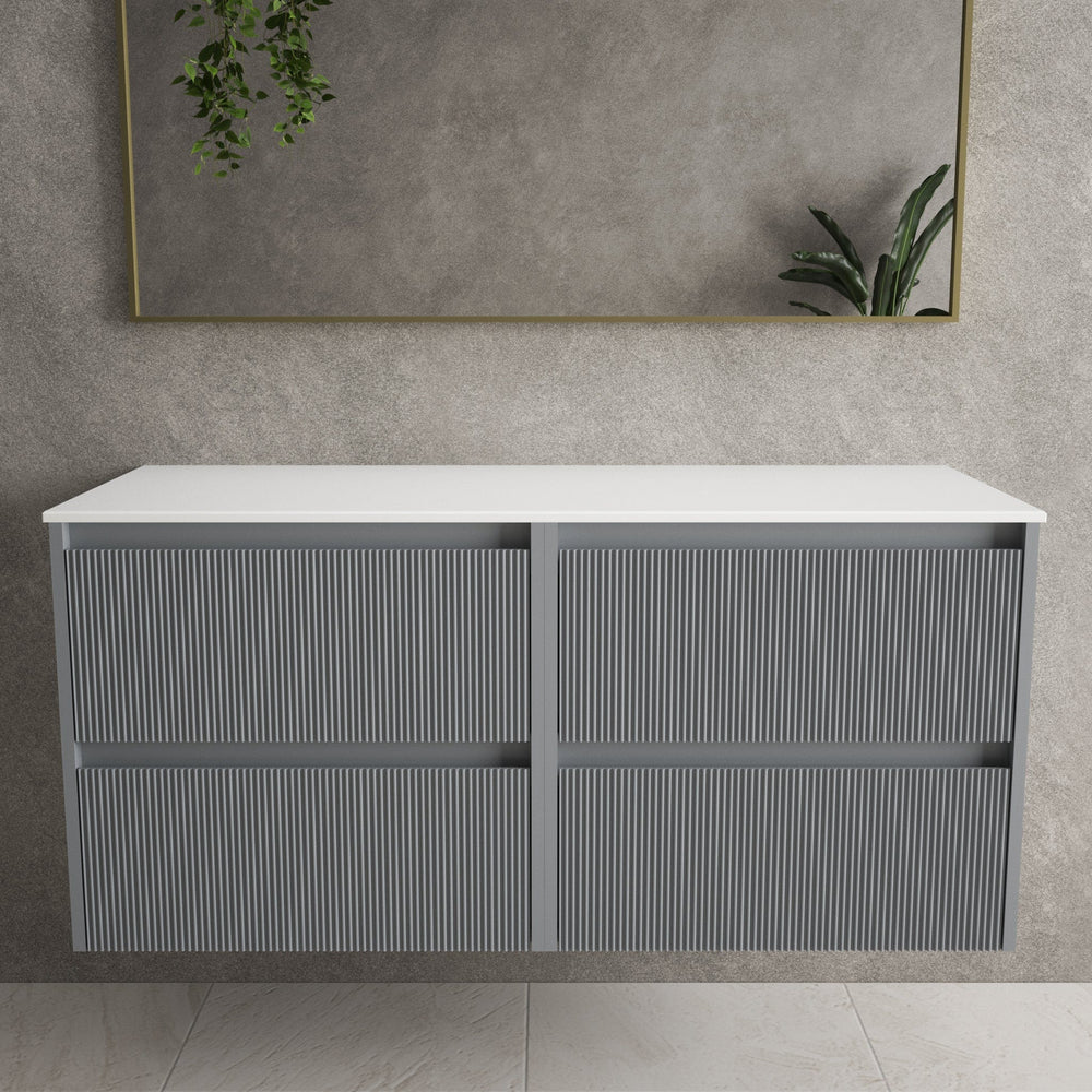 Scanalato Four Drawer Countertop Vanity Unit - Dove Grey 1200mm