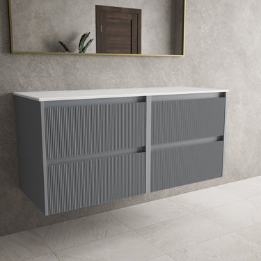 Scanalato Four Drawer Countertop Vanity Unit - Dove Grey 1200mm