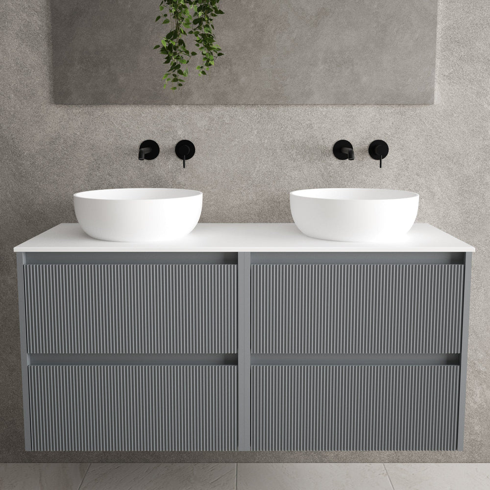Scanalato Four Drawer Countertop Vanity Unit - Dove Grey 1200mm