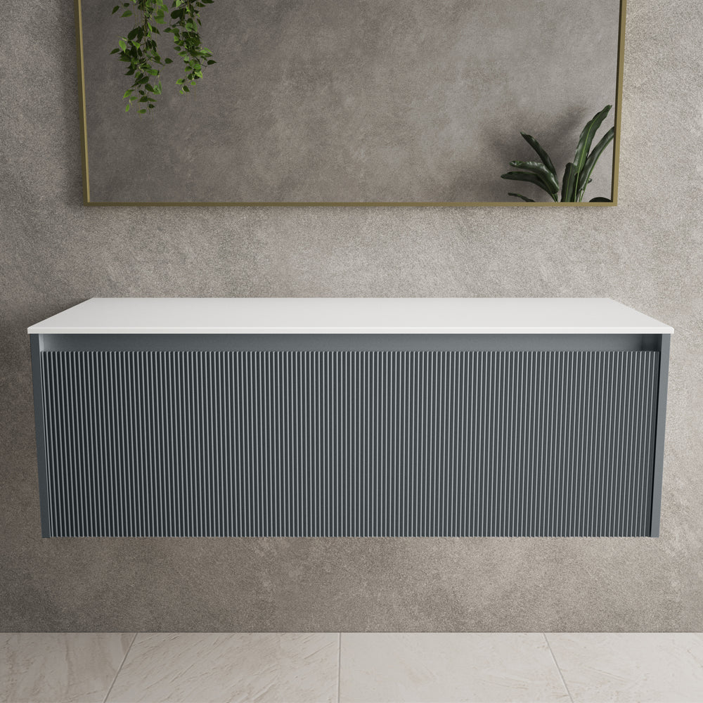 Scanalato Single Drawer Countertop Vanity Unit - Slate Grey 1200mm