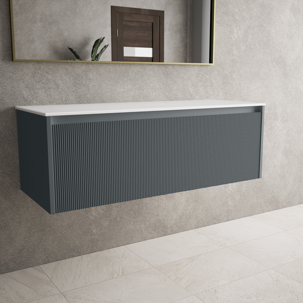 Scanalato Single Drawer Countertop Vanity Unit - Slate Grey 1200mm