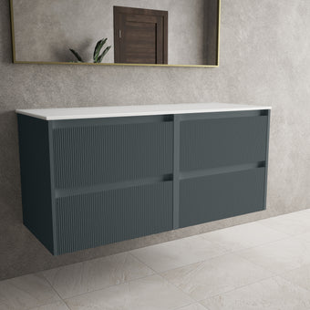 Scanalato Four Drawer Countertop Vanity Unit - Slate Grey 1200mm