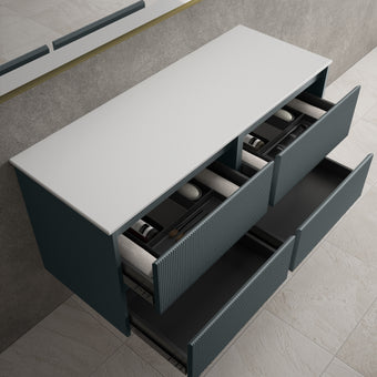 Scanalato Four Drawer Countertop Vanity Unit - Slate Grey 1200mm