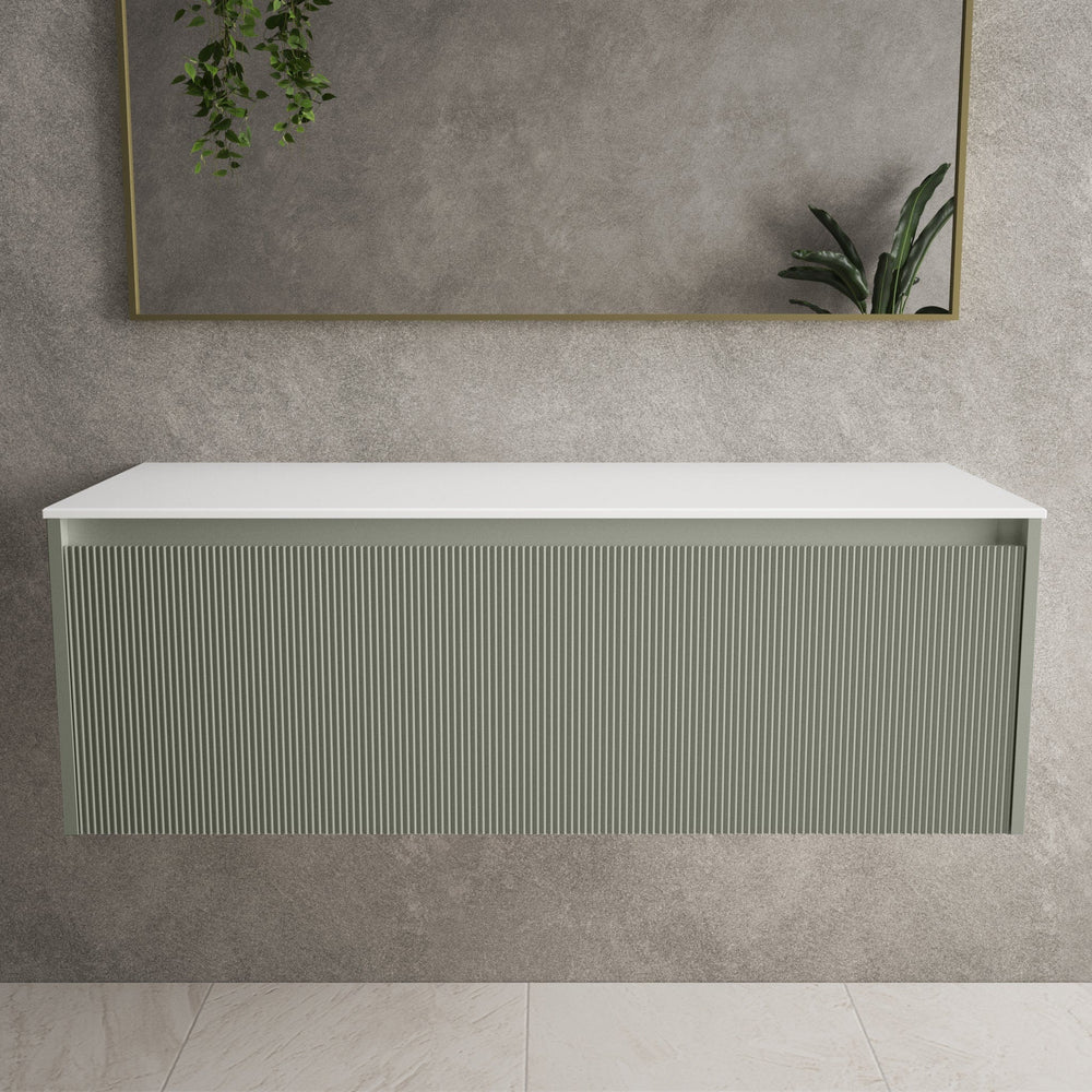 Scanalato Single Drawer Countertop Vanity Unit - Pistachio 1200mm