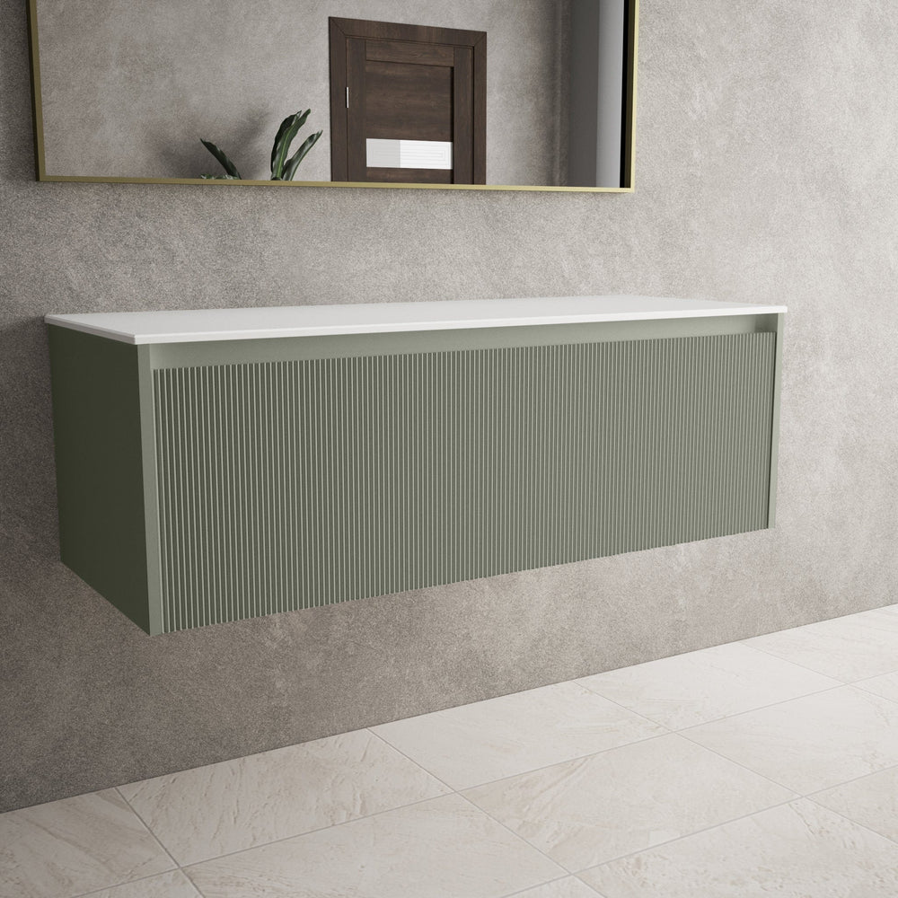 Scanalato Single Drawer Countertop Vanity Unit - Pistachio 1200mm