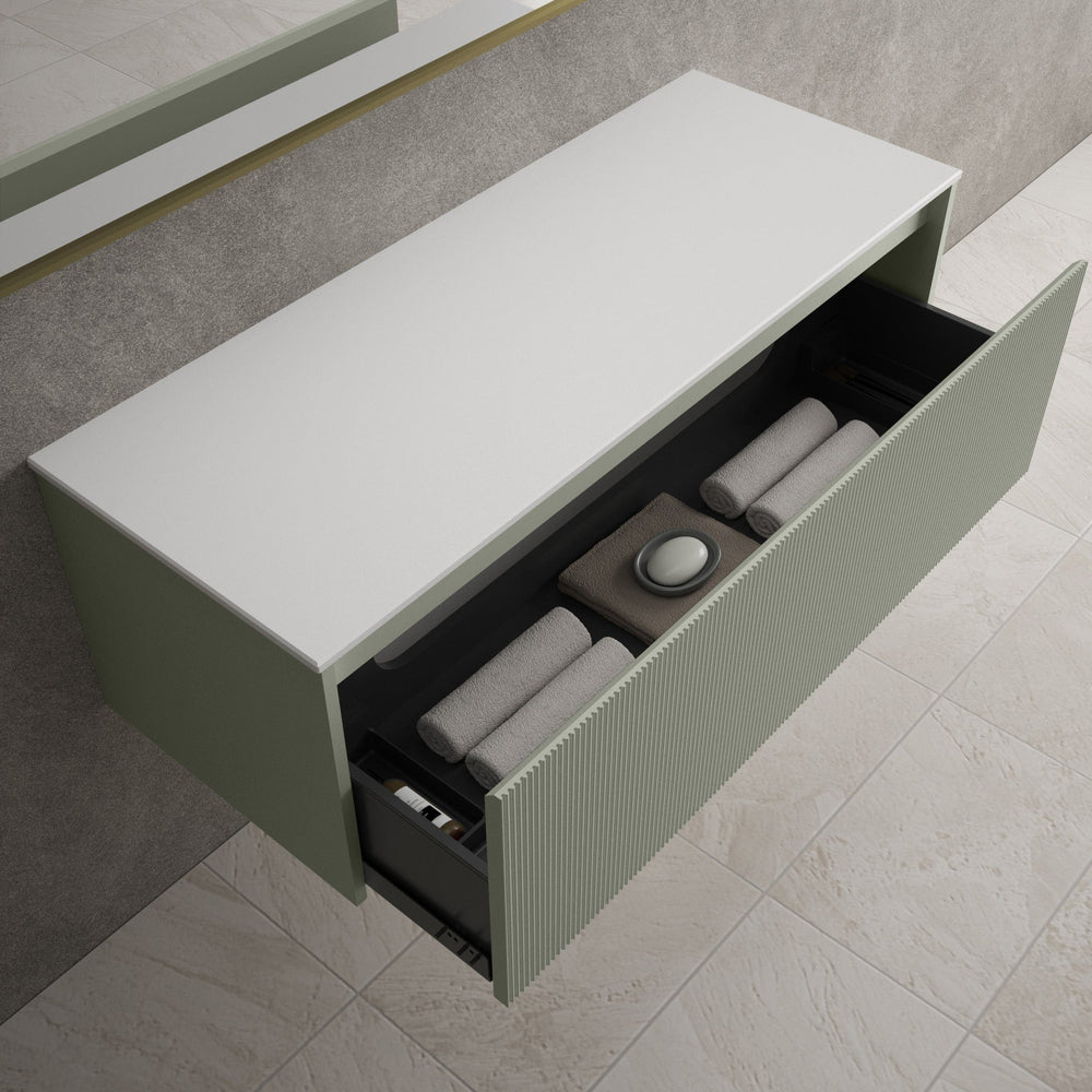 Scanalato Single Drawer Countertop Vanity Unit - Pistachio 1200mm