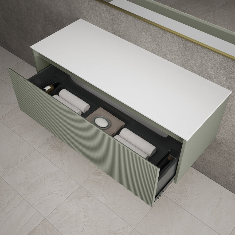 Scanalato Single Drawer Countertop Vanity Unit - Pistachio 1200mm