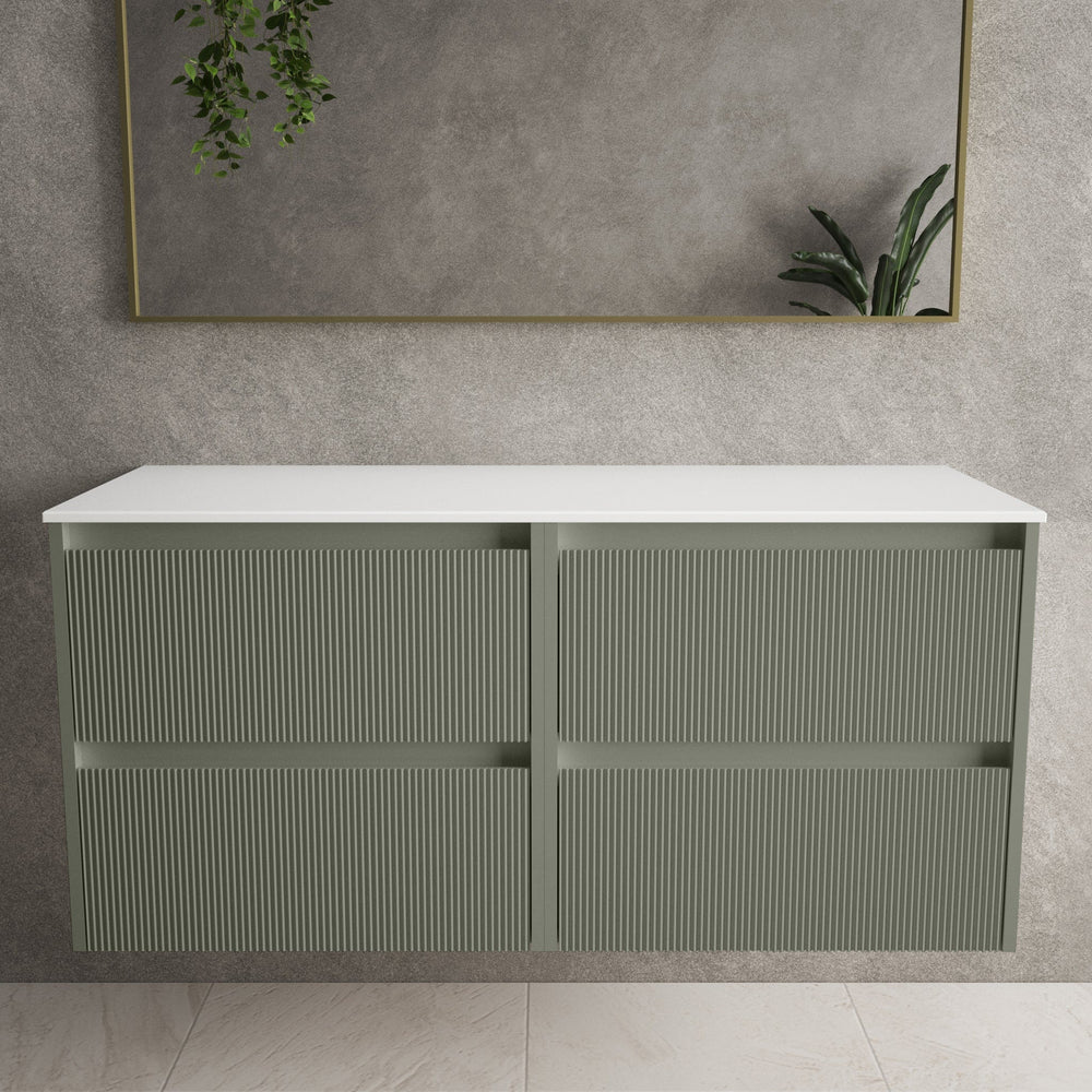 Scanalato Four Drawer Countertop Vanity Unit - Pistachio 1200mm