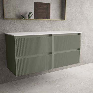 Scanalato Four Drawer Countertop Vanity Unit - Pistachio 1200mm