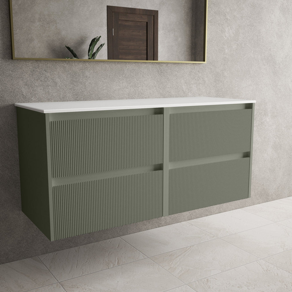 Scanalato Four Drawer Countertop Vanity Unit - Pistachio 1200mm