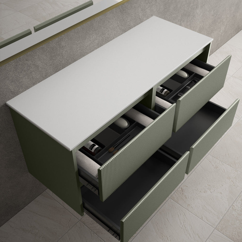 Scanalato Four Drawer Countertop Vanity Unit - Pistachio 1200mm
