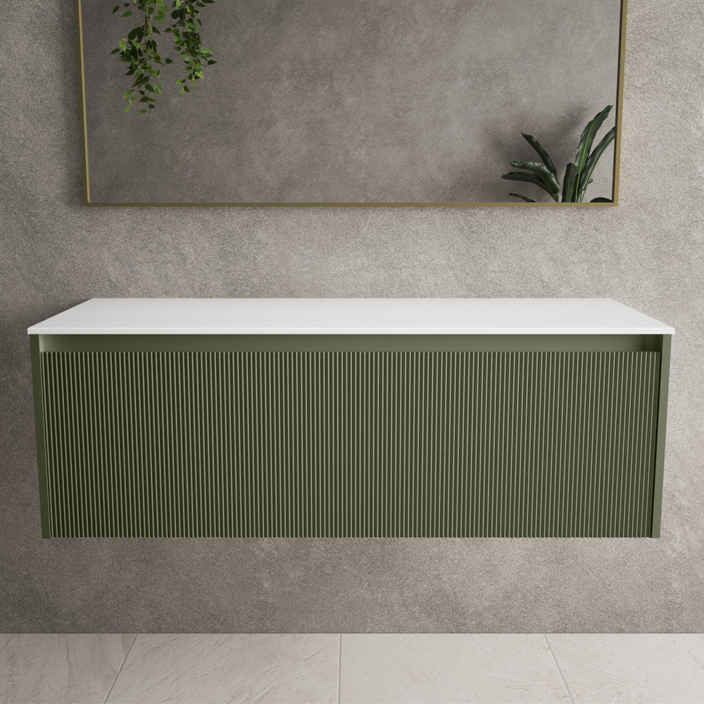 Scanalato Single Drawer Countertop Vanity Unit - Seaweed 1200mm
