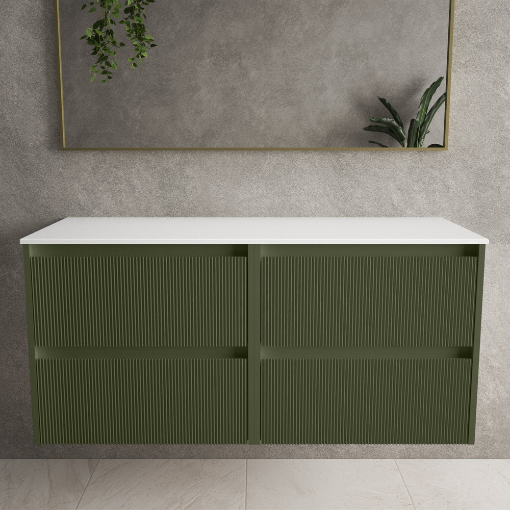 Scanalato Four Drawer Countertop Vanity Unit - Seaweed 1200mm