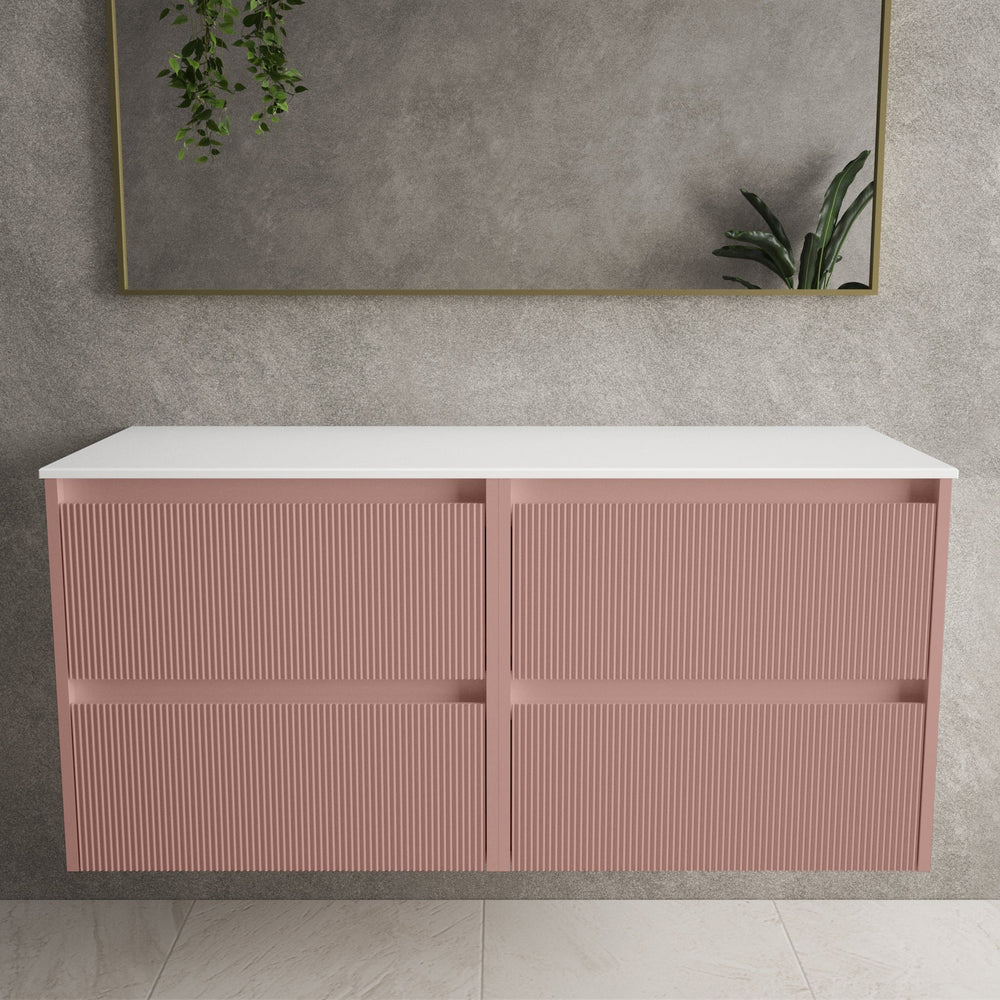 Scanalato Four Drawer Countertop Vanity Unit - Dusky Pink 1200mm