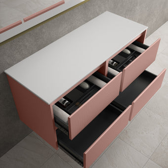 Scanalato Four Drawer Countertop Vanity Unit - Dusky Pink 1200mm