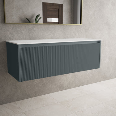 Scanalato Single Drawer Countertop Vanity Unit - Anthracite 1200mm