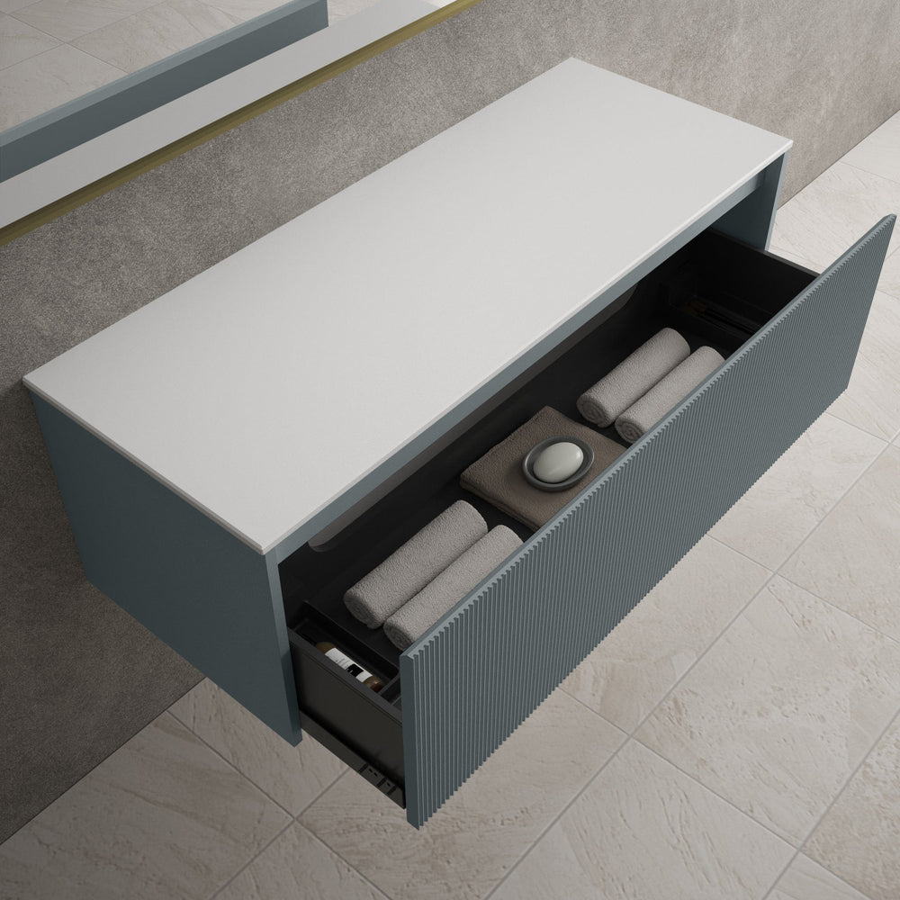 Scanalato Single Drawer Countertop Vanity Unit - Anthracite 1200mm
