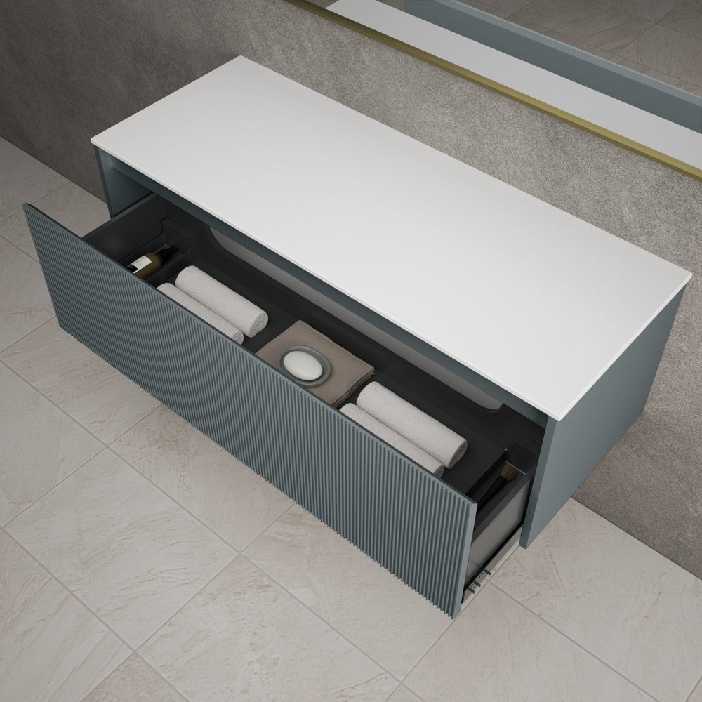 Scanalato Single Drawer Countertop Vanity Unit - Anthracite 1200mm