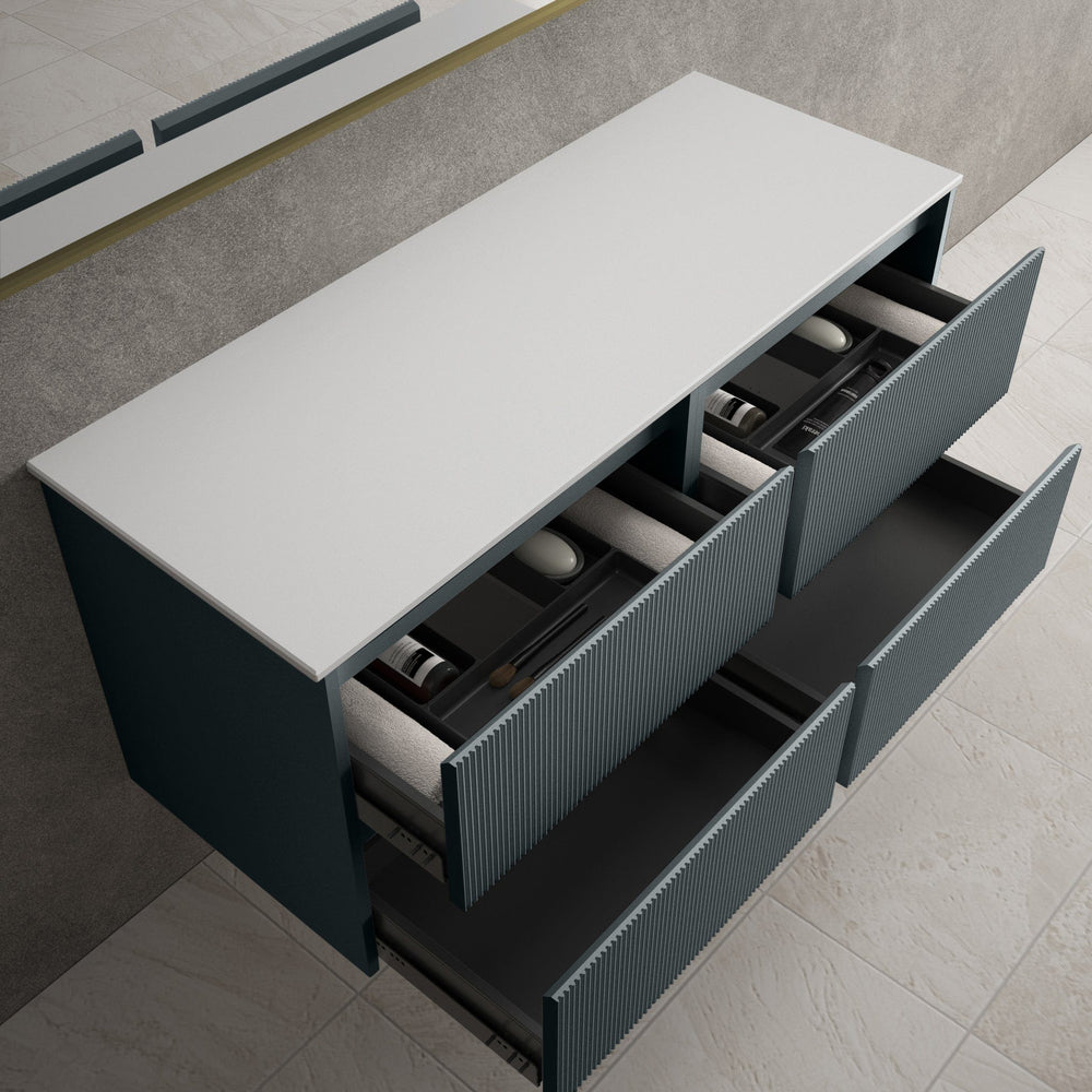 Scanalato Four Drawer Countertop Vanity Unit - Anthracite 1200mm