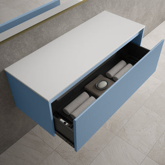 Scanalato Single Drawer Countertop Vanity Unit - Soft Blue 1200mm