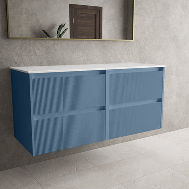 Scanalato Four Drawer Countertop Vanity Unit - Soft Blue 1200mm