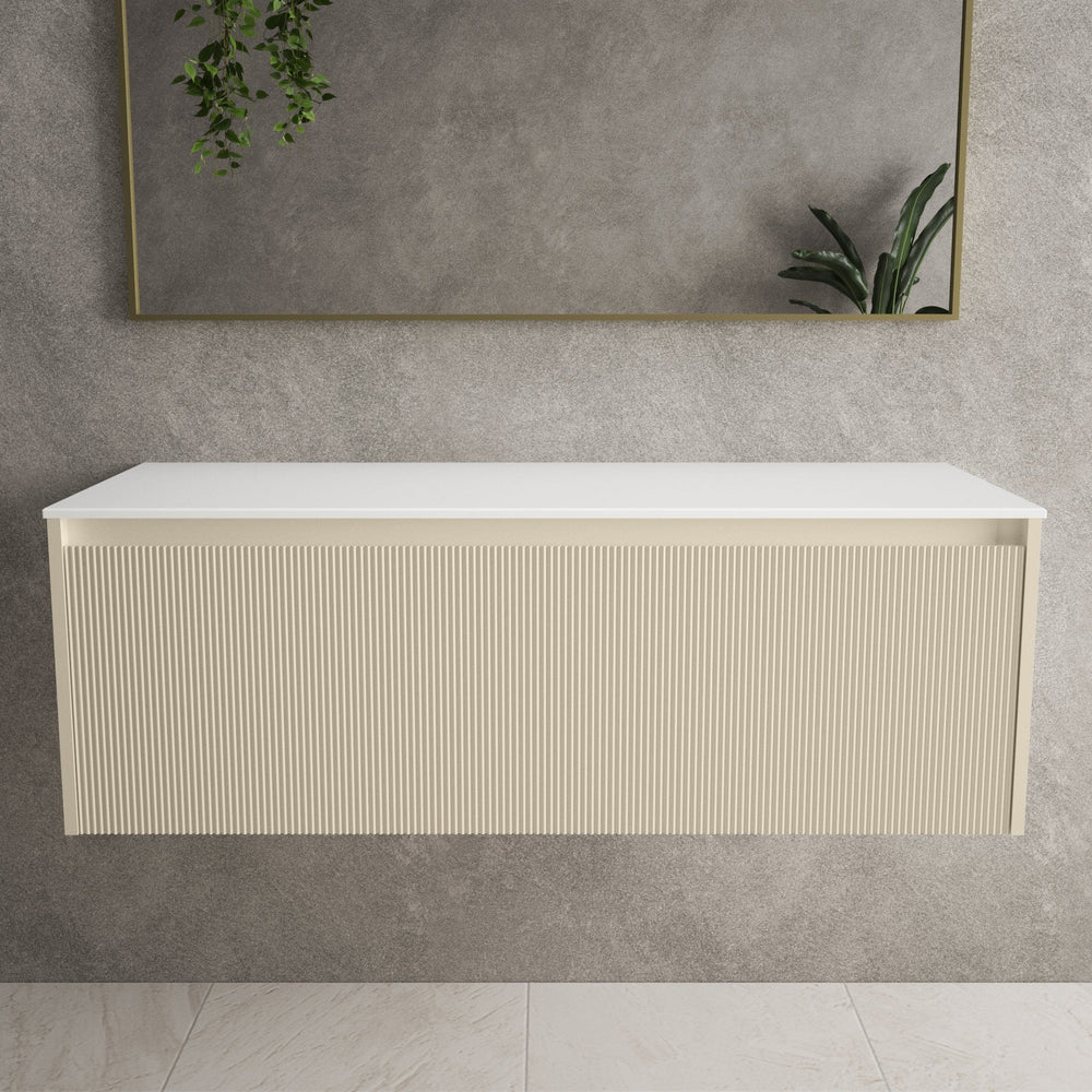 Scanalato Single Drawer Countertop Vanity Unit - Cashmere 1200mm