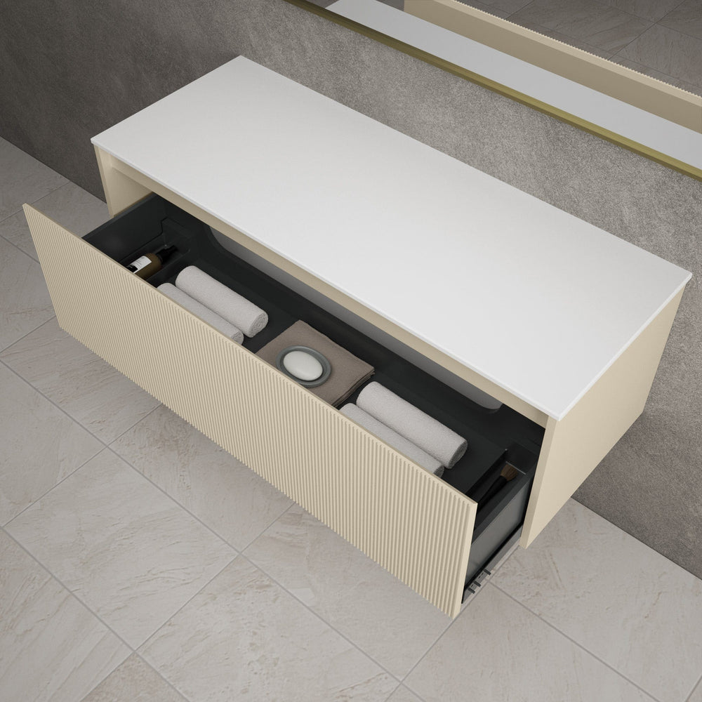 Scanalato Single Drawer Countertop Vanity Unit - Cashmere 1200mm