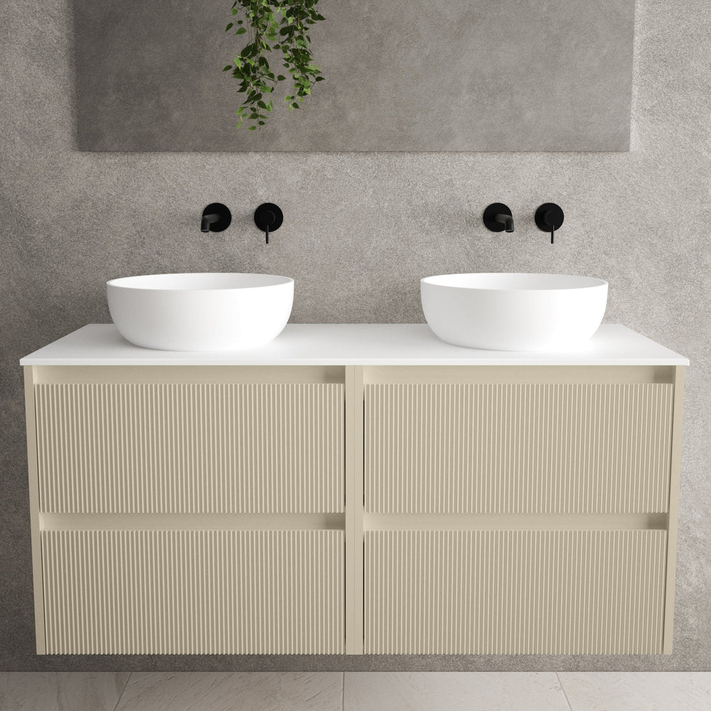 Scanalato Four Drawer Countertop Vanity Unit - Cashmere 1200mm