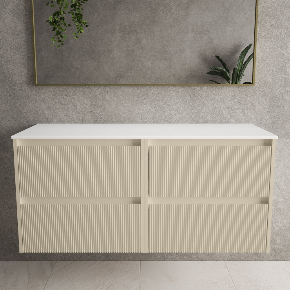 Scanalato Four Drawer Countertop Vanity Unit - Cashmere 1200mm
