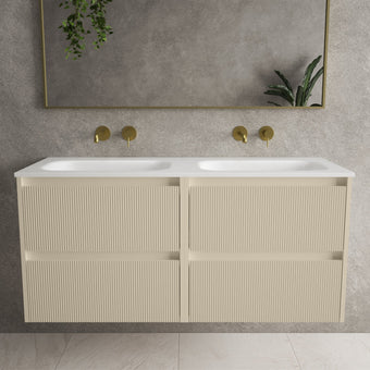 Scanalato Four Drawer Vanity Unit With Beyondstone Double Basin - Cashmere 1200mm