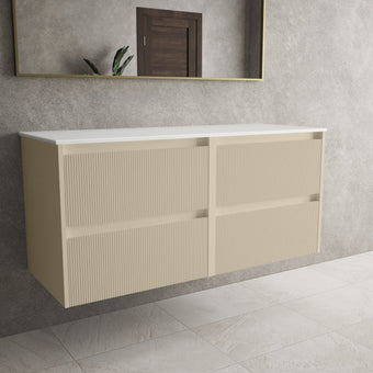 Scanalato Four Drawer Countertop Vanity Unit - Cashmere 1200mm