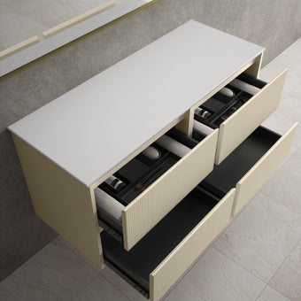 Scanalato Four Drawer Countertop Vanity Unit - Cashmere 1200mm