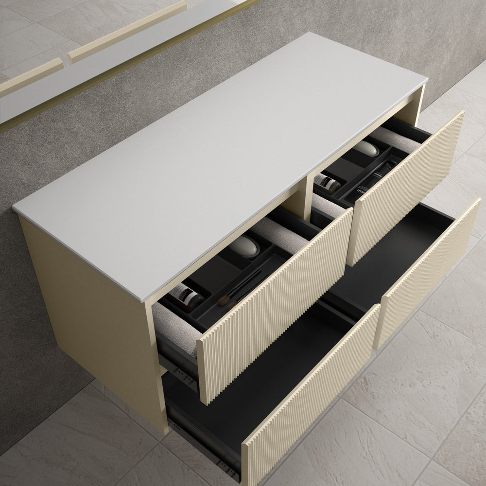 Scanalato Four Drawer Countertop Vanity Unit - Cashmere 1200mm