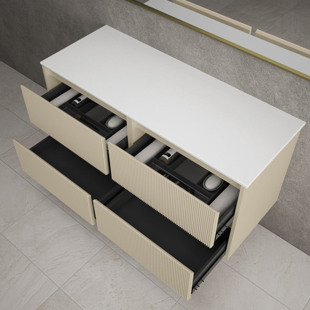 Scanalato Four Drawer Countertop Vanity Unit - Cashmere 1200mm