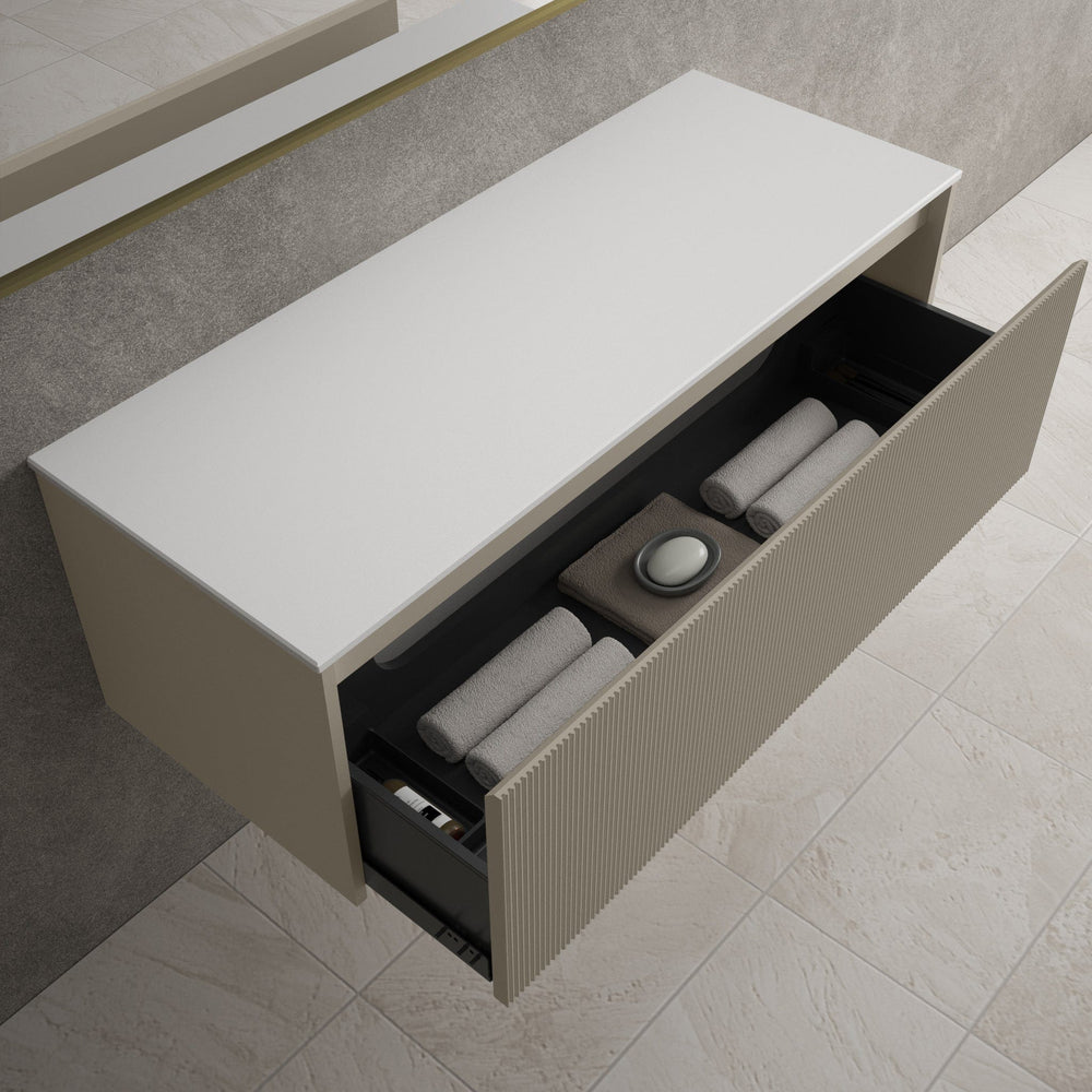 Scanalato Single Drawer Countertop Vanity Unit - Soft Taupe 1200mm